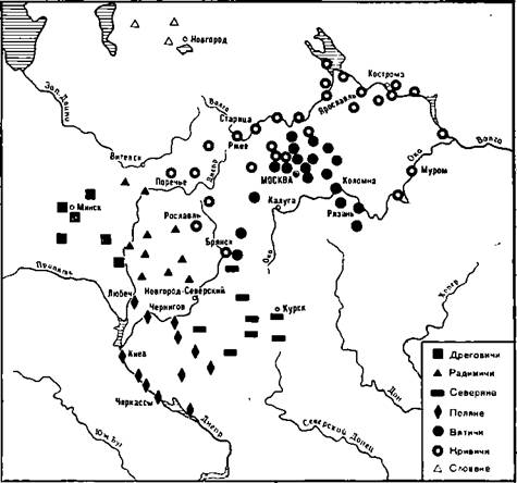 карта расселения восточных славян